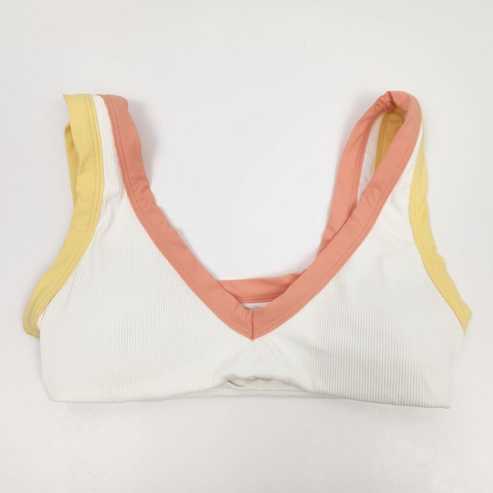 L*Space Lala Bikini Top Cream Yellow Orange Size Small NWT Ribbed